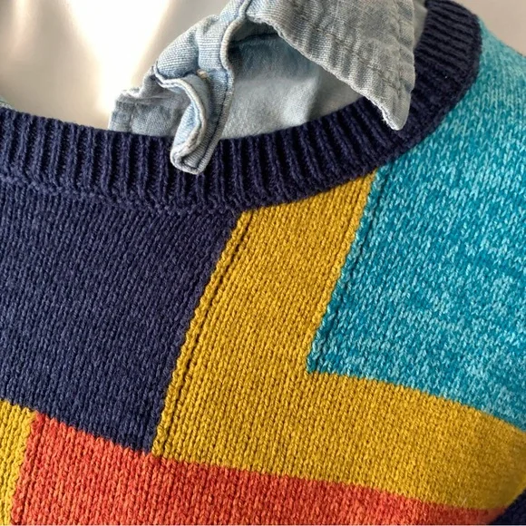 v i n t a g e :: Bold Artsy Slouchy Geometric Knit Sweater - Picture 3 of 9